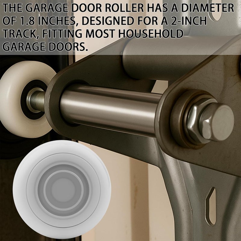Mindoub 10 Pack 4" Stem 2" White Nylon Garage Door Roller with Protective Sealed-Cap(Dustproof), Ultra Quiet & Long-Lasting, Commercial High Load Capacity, Double Sealed Bearings - Image 5